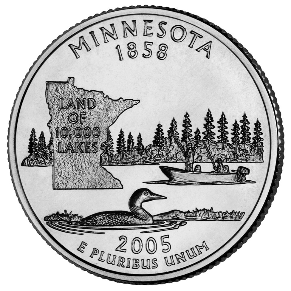2005 P Minnesota State Quarter.  Uncirculated From US Mint roll.