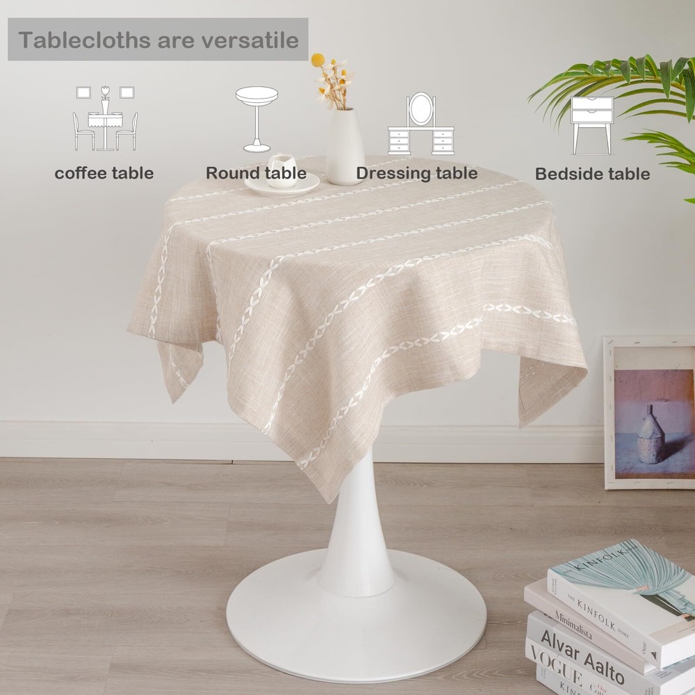 YZKITM Rustic Square Linen Small Tablecloth Washable Wrinkle Resistant Stripe...