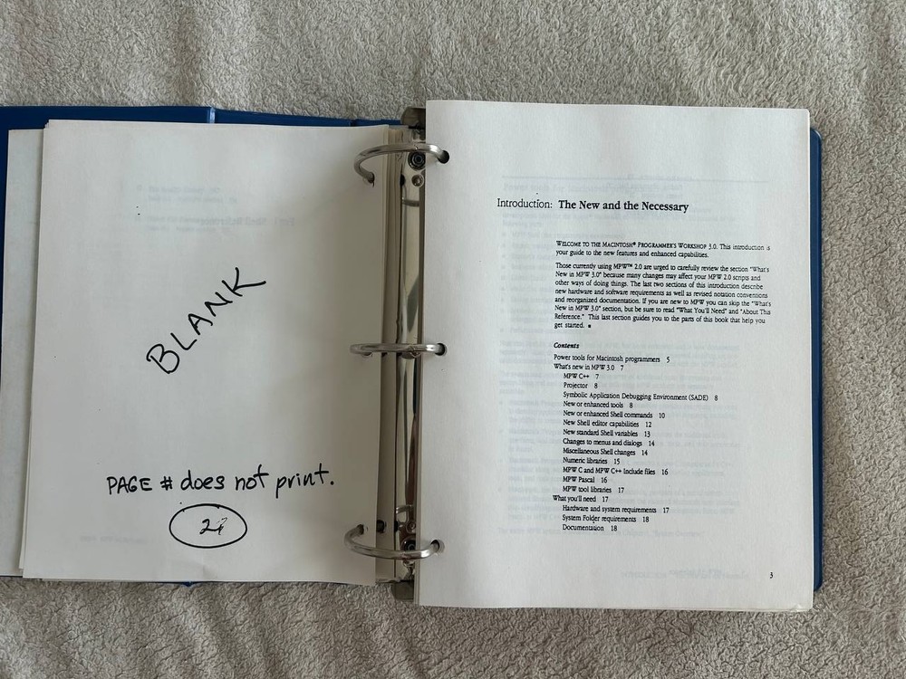 Vintage Apple MPW 3.0 Programmer’s Workshop Reference Binder 1990