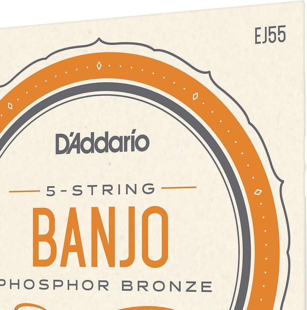 EJ55 Phosphor Bronze Banjo Strings - Medium 9-30, 5 String Set for Warm Tone