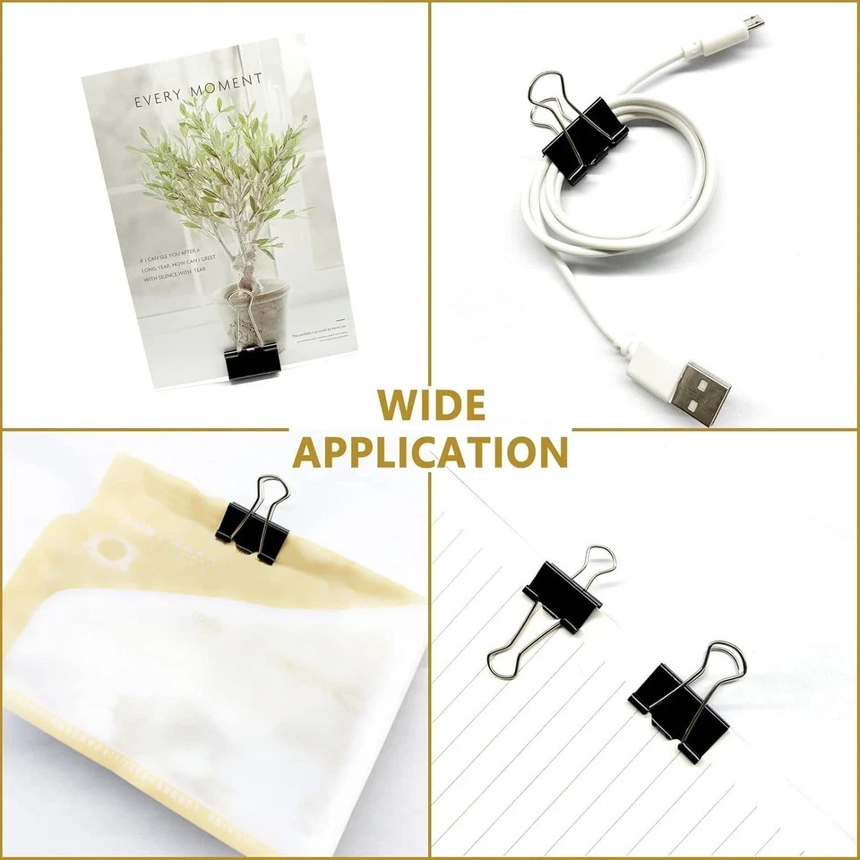 40Pcs Medium Binder Clips 1.25 Inch Black Paper Clamps Office School Supplies...