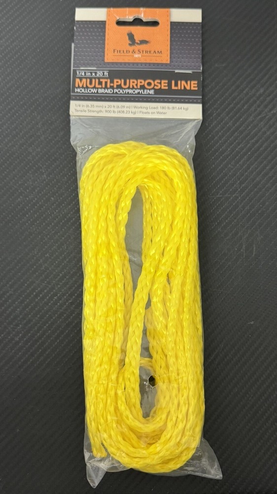 Field & Stream 1/4"x20’ Floating Hollow Braid Rope Multi-Purpose Line