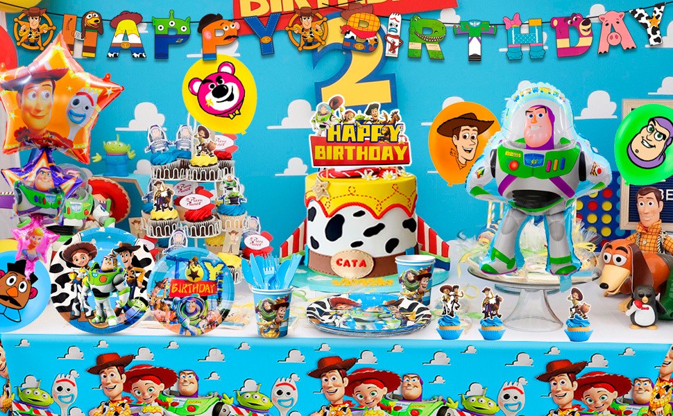114 Pcs Toy Story Party Decorations Toy Story Birthday Tableware Balloons Plates