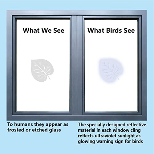 Window Decals for Bird Strikes,52 Pieces Large Leaf Shape Anti Collision
