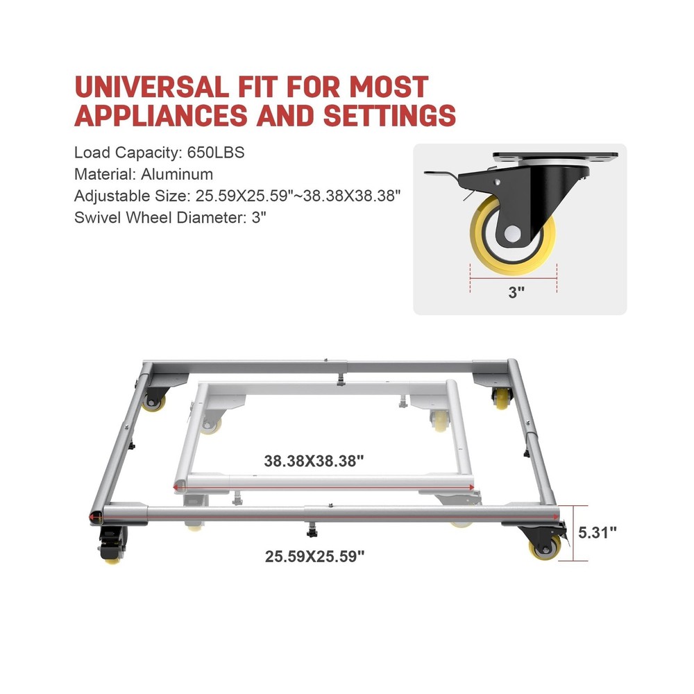AUH Universal Rolling Mobile Base,Heavy Duty Adjustable Mobile Power Tool Bas...