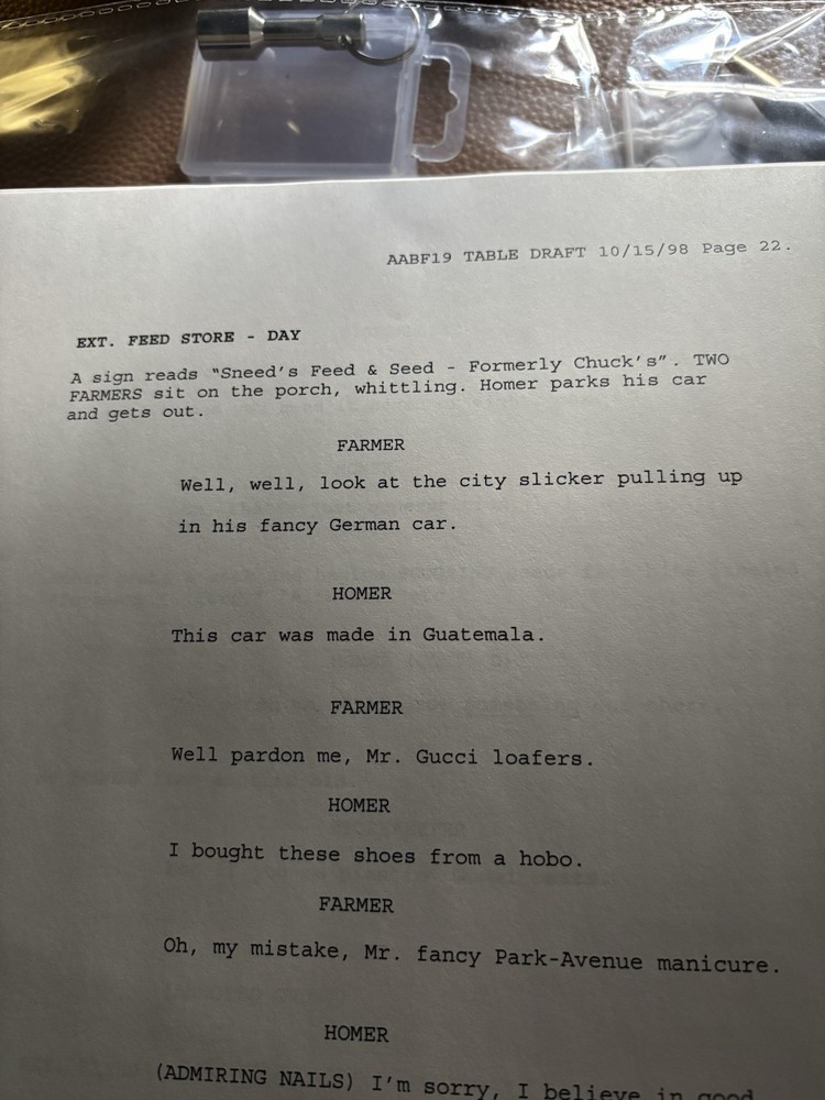 The Simpsons Original Production Script AABF19 E-I-E-I-(Annoyed Grunt)