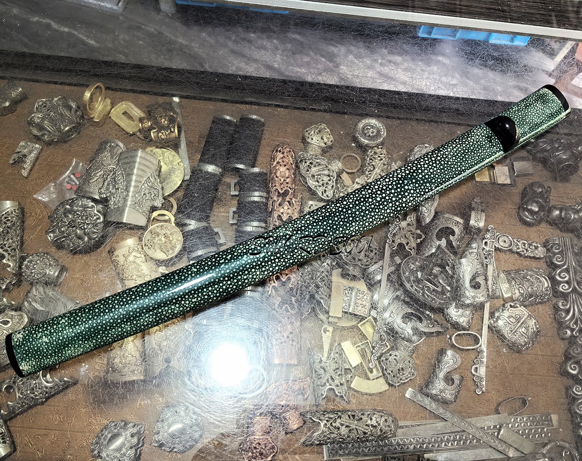 22'' Rayskin Wrapped Wakizashi Saya Scabbard Sheath with Buffalo Horn Fittiings