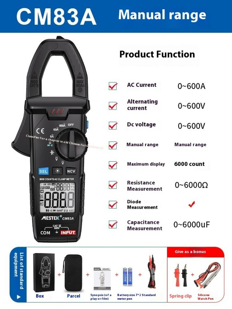 Clamp Universal Meter Automatic Multifunction Clamp Multimeter Ammeter Clamp