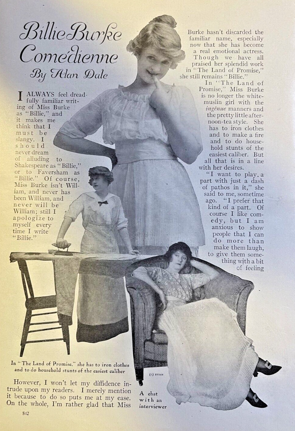 1914 Actress Billie Burke illustrated