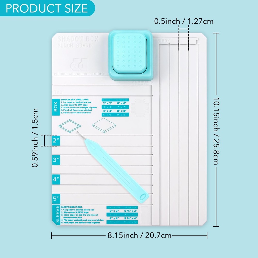 Shadow Box Punch Board for DIY Making 2"，3", 4", 5" Shadow Boxes and Slee