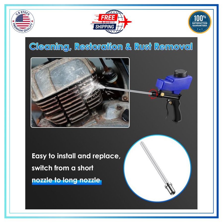 Sand Blaster Long Nozzle Attachment, Sandblasting Nozzle Tip Adapter for Spot...