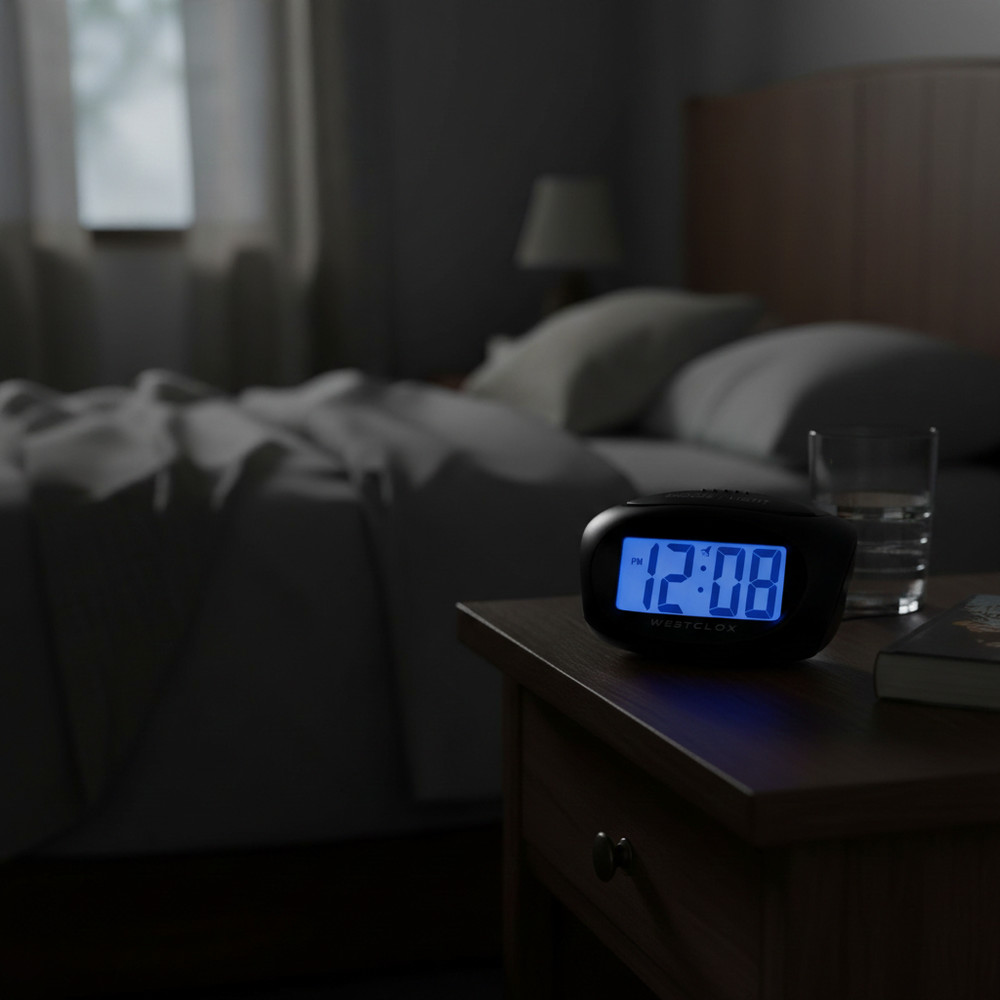 Westclox 1" LCD Alarm Clock – Large Digits with Blue Backlight
