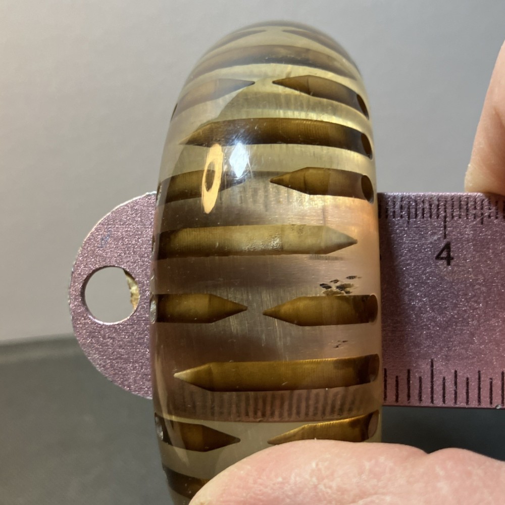 Lucite Clear Bangle Bracelet with Drilled Dot Pattern Translucent (heavy)