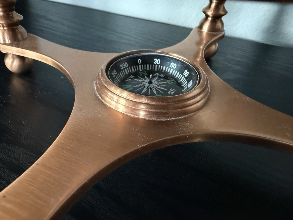 Gemstone Tabletop Globe 6” with Copper Colored Base and Compass(missing)