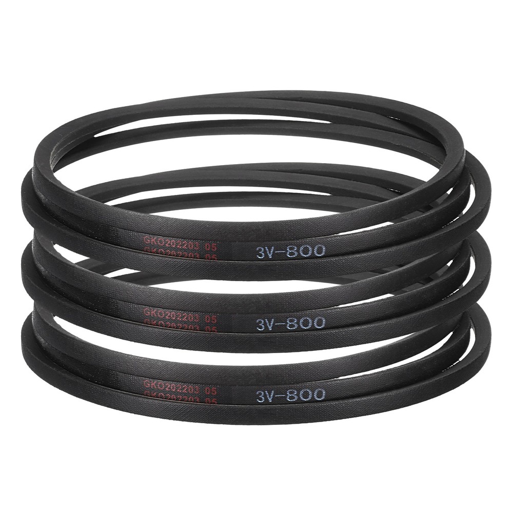 3pcs 3V800 Rubber V Belt 80" Length x 0.38" Width x 0.31" Thick