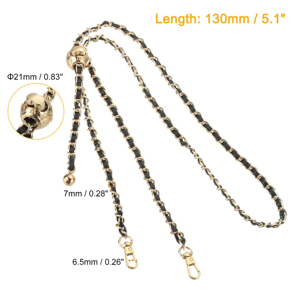 Purse Chain Strap, 51 Inch Adjustable Chains Strap Black/Light Gold