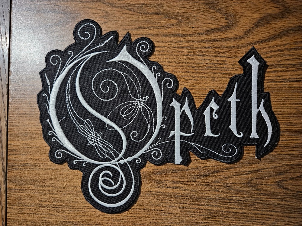 OPETH, SEW ON WHITE EMBROIDERED LARGE BACK PATCH