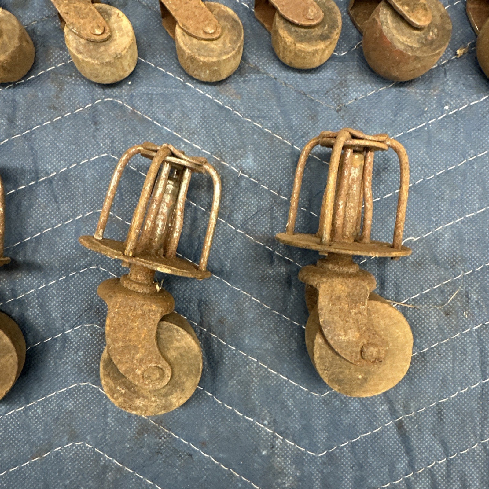 18 Pc Lot Vintage Wooden Caster Wheels - Antique Furniture Hardware