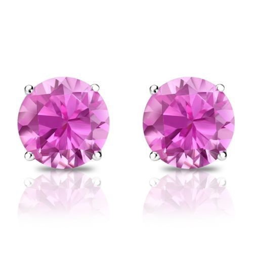 1 Ct Pink Simulated Diamond Women's Stud Earrings Solid Silver 14k Gold Plated