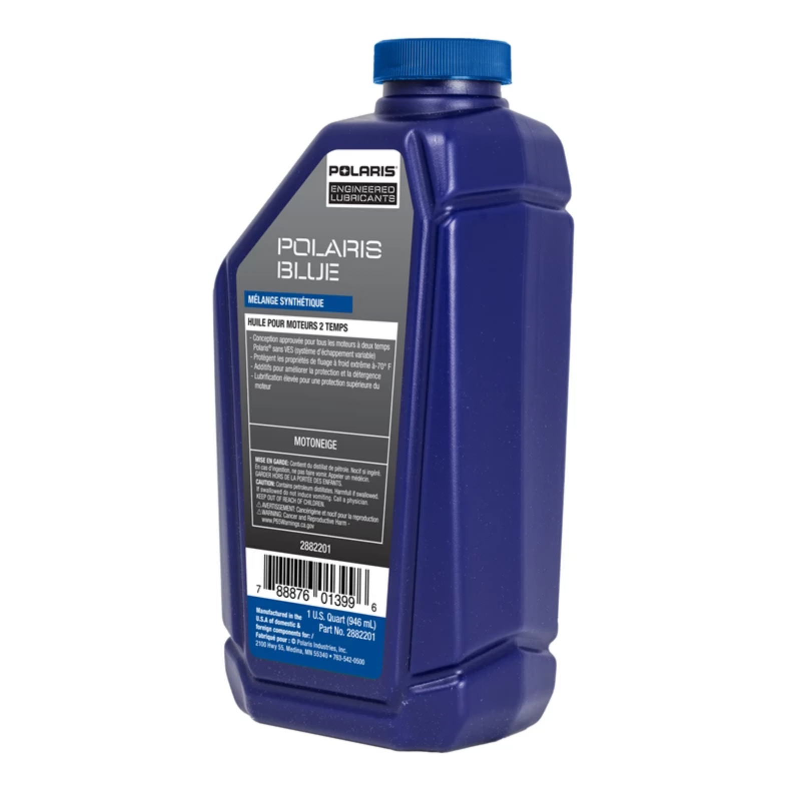 Polaris Snowmobile New OEM Blue Synthetic Blend 2-Cycle Oil, 2-Stroke, 2882201