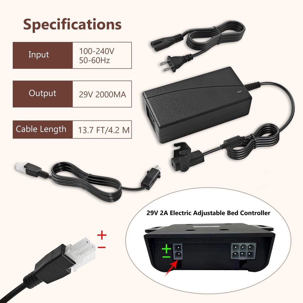 Adjustable Bed Parts Replacement Switching Power Supply, 29v black