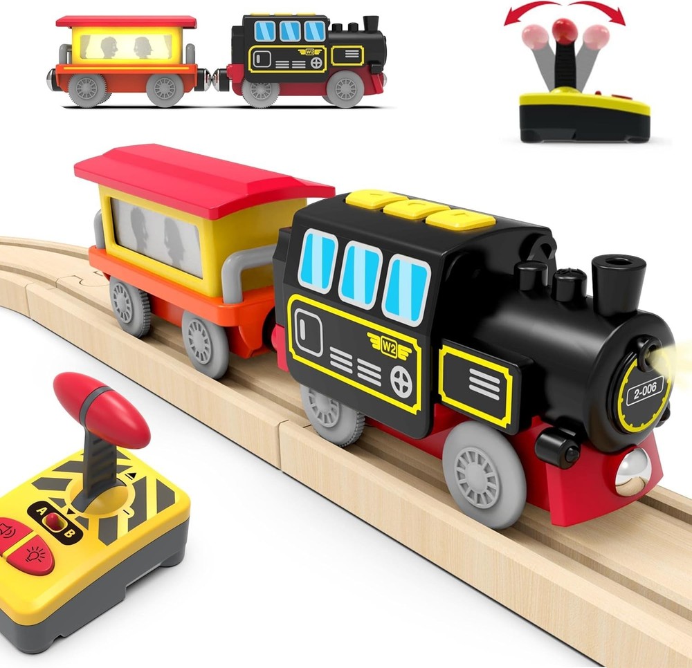 Retro Remote Control Wooden Train Set – Compatible with Thomas & More