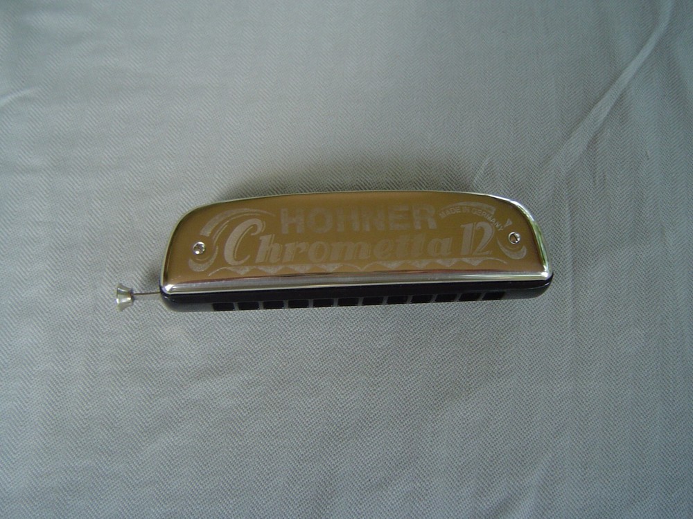 "CHROMETTA 12" "C" CHROMATIC HARMONICA BY M. HOHNER & ORIGINAL BLACK VINYL CASE