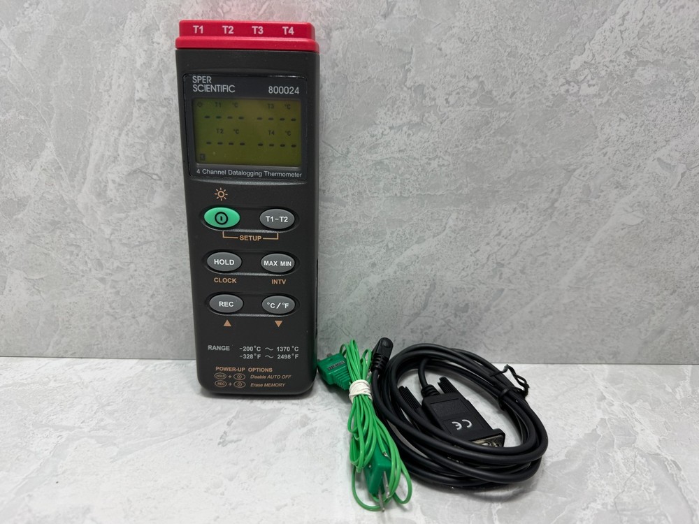 Sper Scientific 800024 4‑Channel Datalogging Thermometer w/ Cable UNTESTED