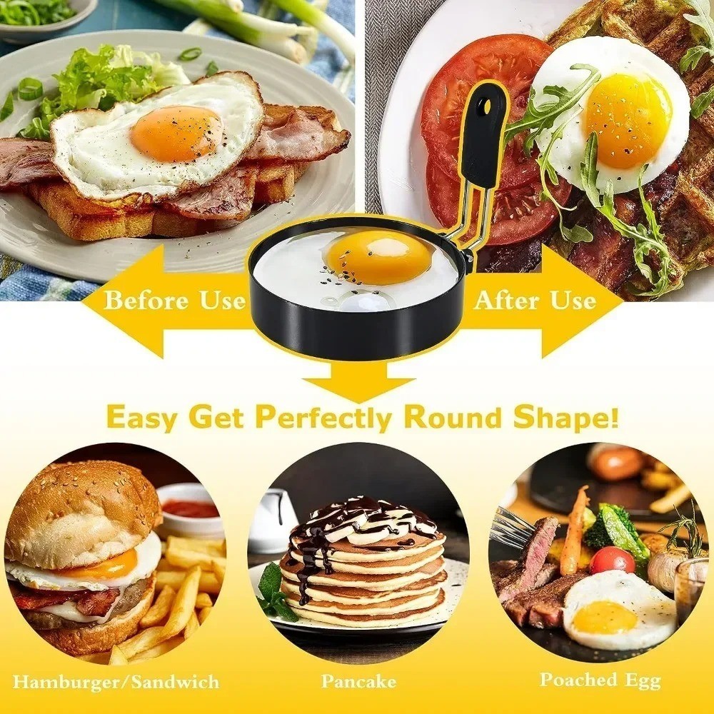 Stainless Steel Fried Egg Ring - Nonstick Round Pancake Mold Maker