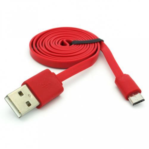 RED FLAT 6FT LONG USB CABLE CHARGE POWER WIRE DATA SYNC CORD for PHONE & TABLETS