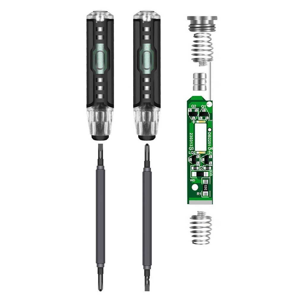 Electrician measuring tool with dual use screwdriver and test features