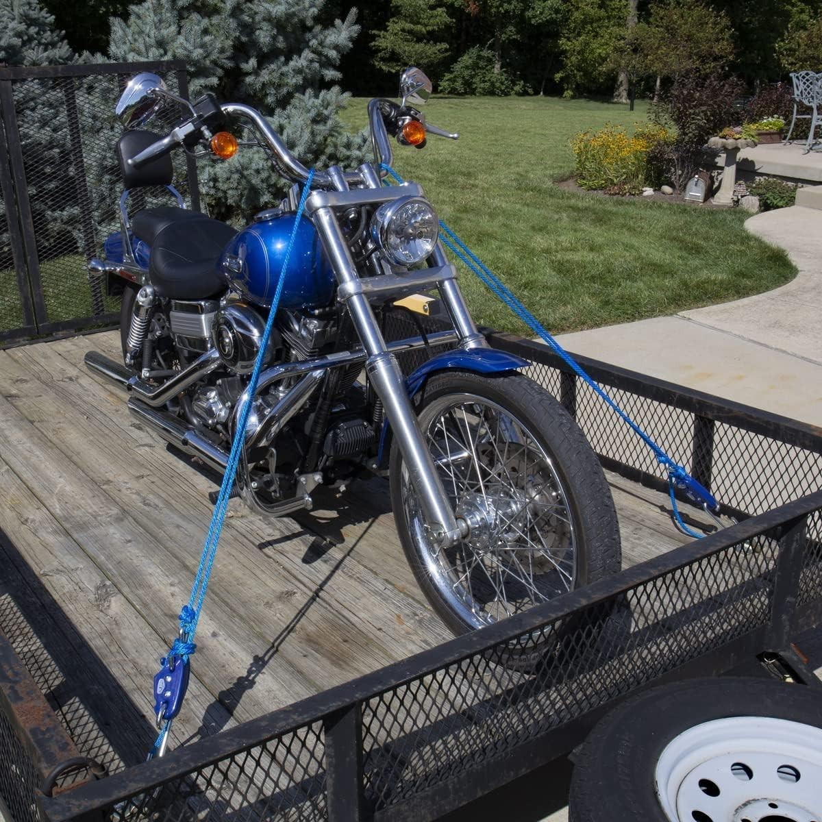 Heavy Duty Tie Down System 300 lbs Limit with 15 ft Rope Blue