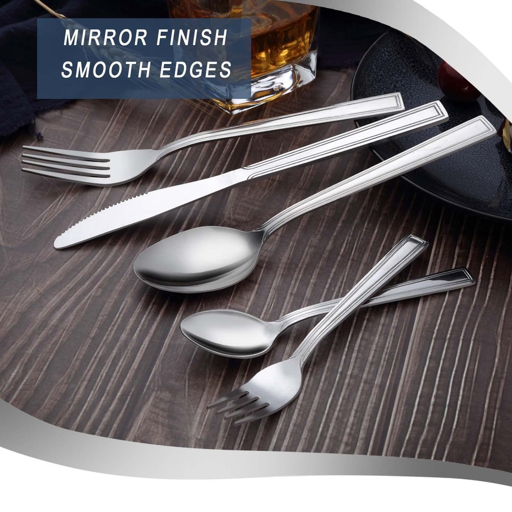 Silverware Set, 40-piece Silverware Set for 8, Stainless Steel Flatware Set, ...