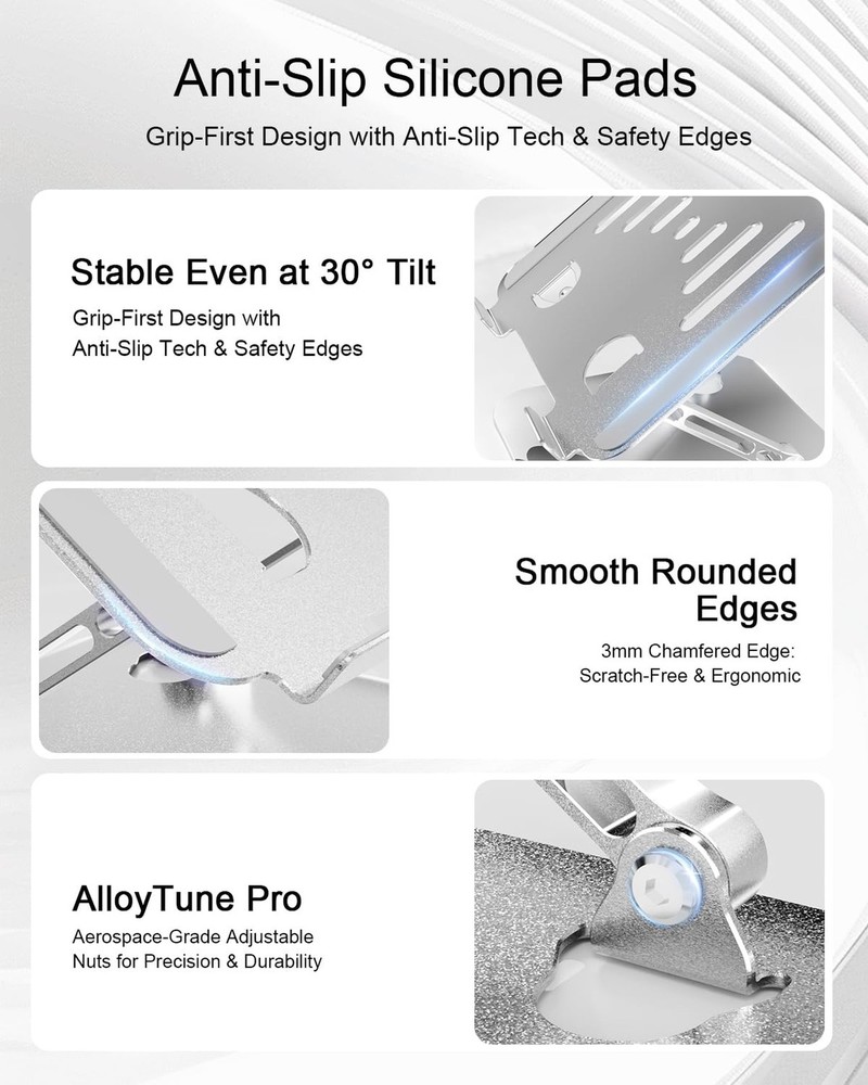 Laptop Stand for Desk Adjustable Computer Stand Foldable Laptop Riser Noteboo...