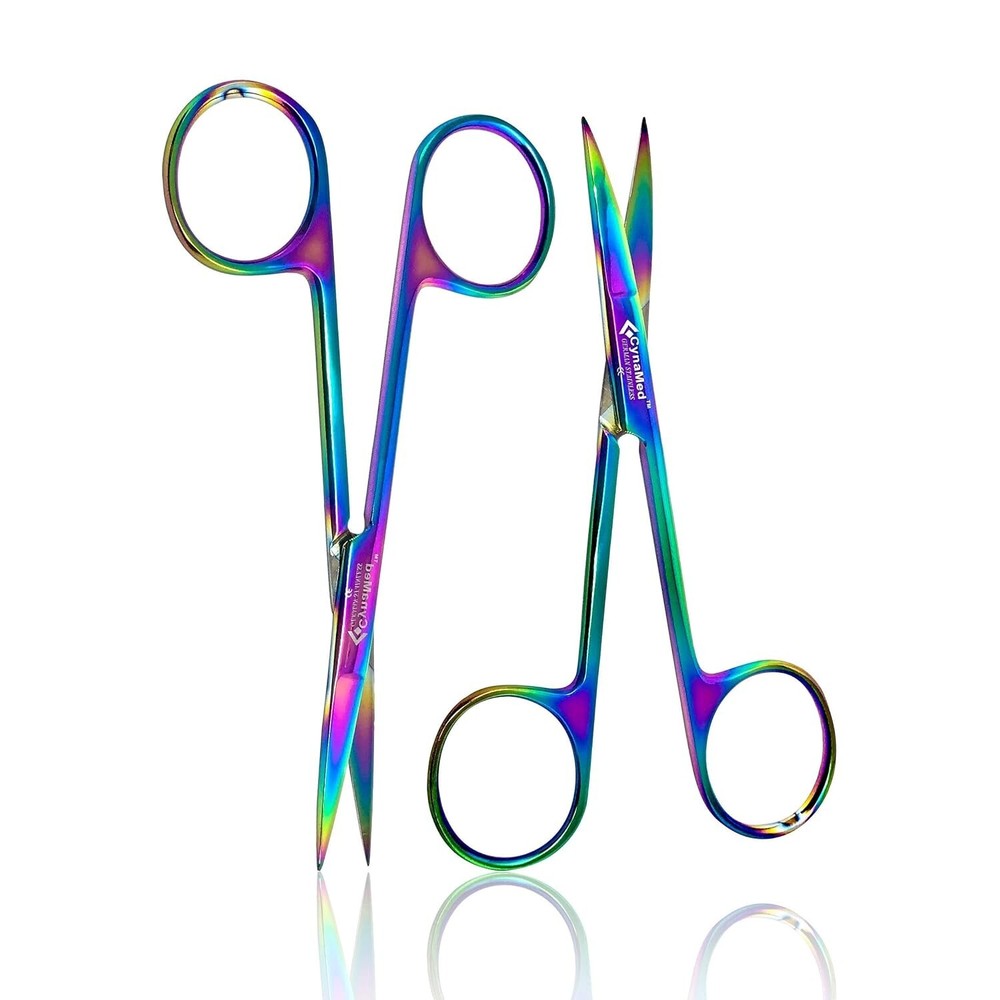 Cynamed Iris Micro Dissecting Scissors w/Titanium Coating Straight & Curved 2pcs