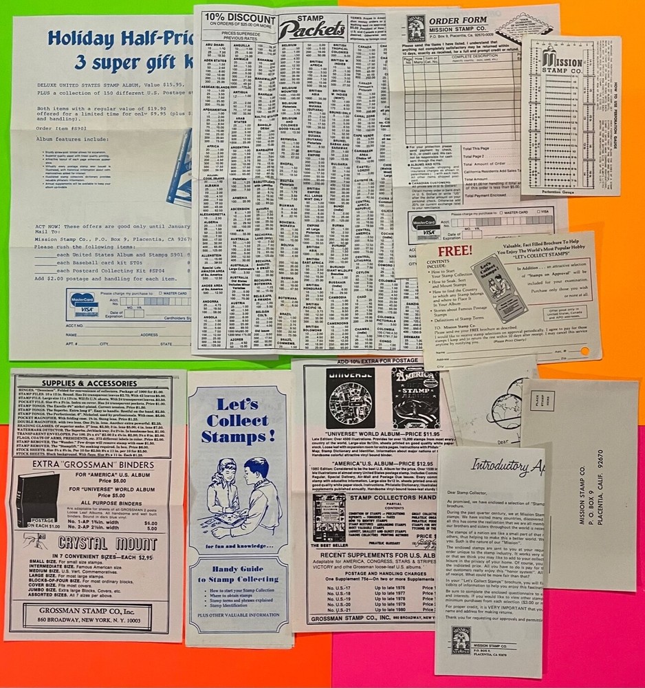 STAMP COMPANY CATALOGS FLYERS ORDER FORMS ETC NO MODERN ITEMS