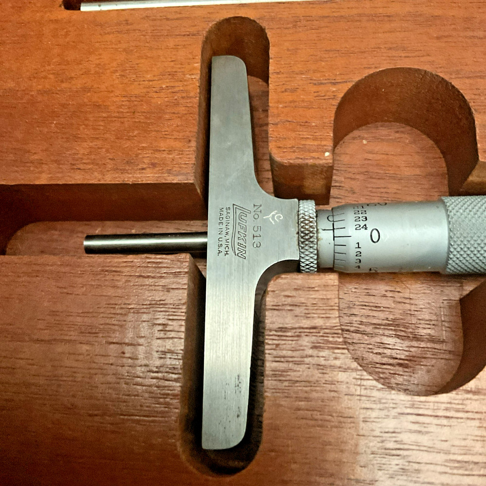 Lufkin 513 depth micrometer set with case