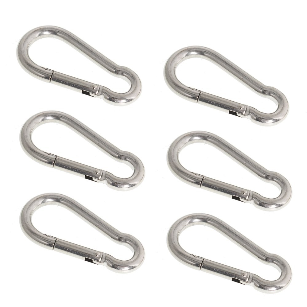 440 Lbs Spring Snap Hook Carabiner Clips Stainless Steel 304, Set Of 6