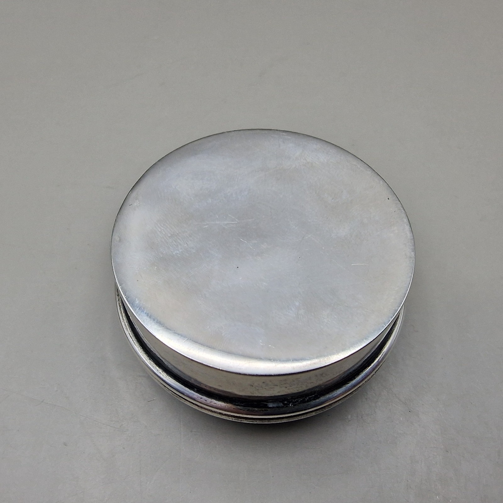 Antique Sterling Silver & Guilloché Enamel Circular Box by Lawrence Emanuel 1919