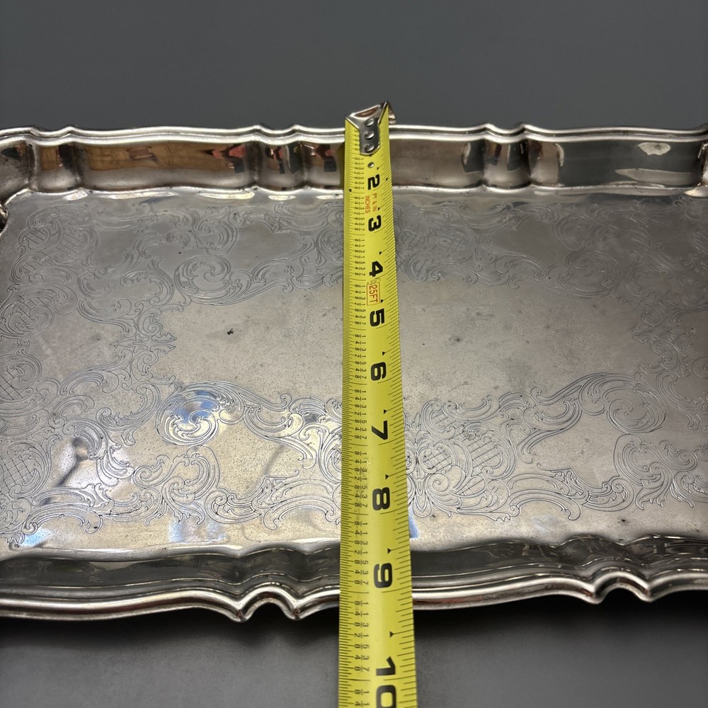 Vtg Gorham Silver Plated EP Rectangular Serving 18" Tray Etched Paisley Pattern