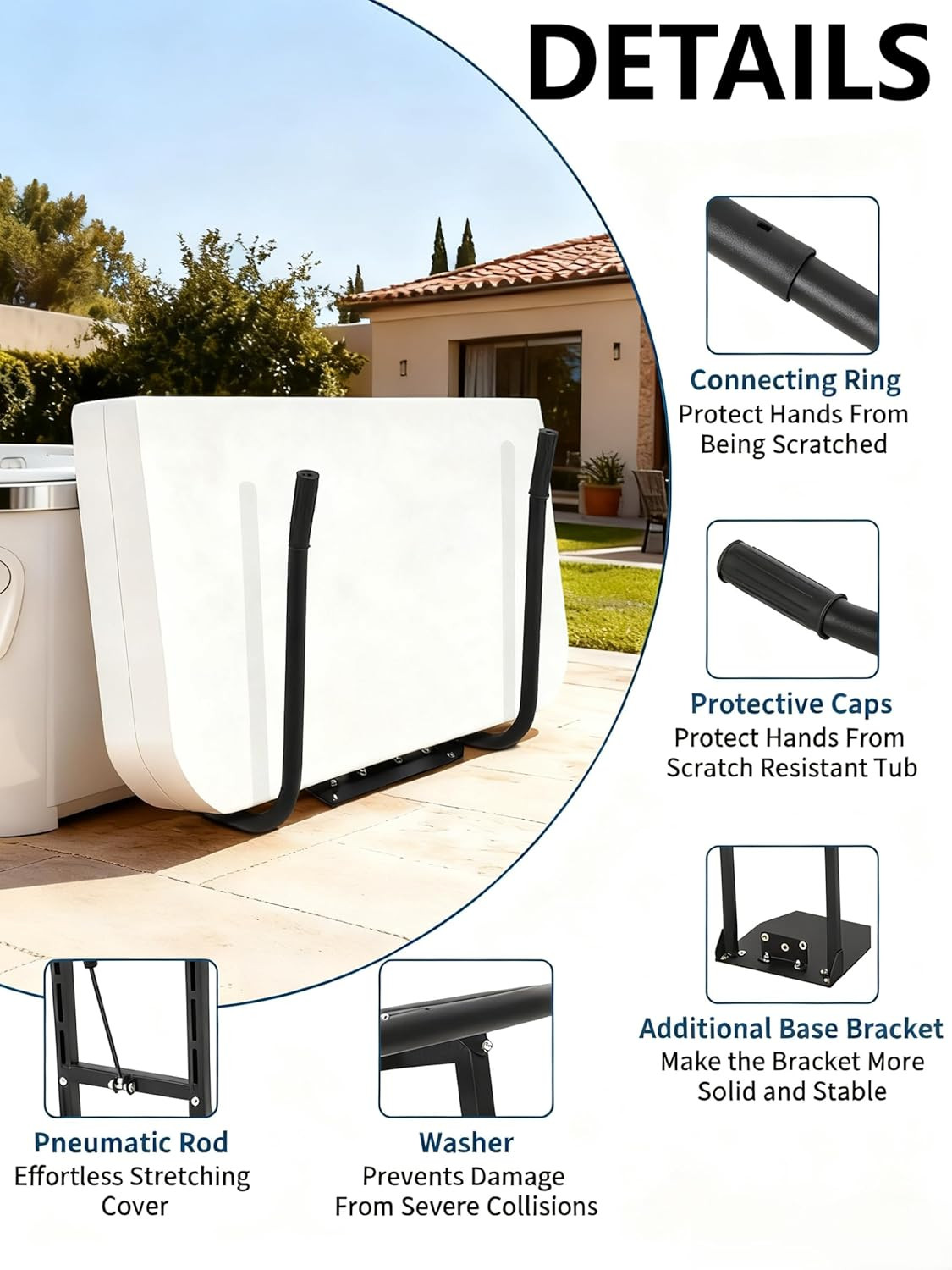 Universal Hydraulic Spa Cover Lifter for Hot Tubs 32"-52" Wide