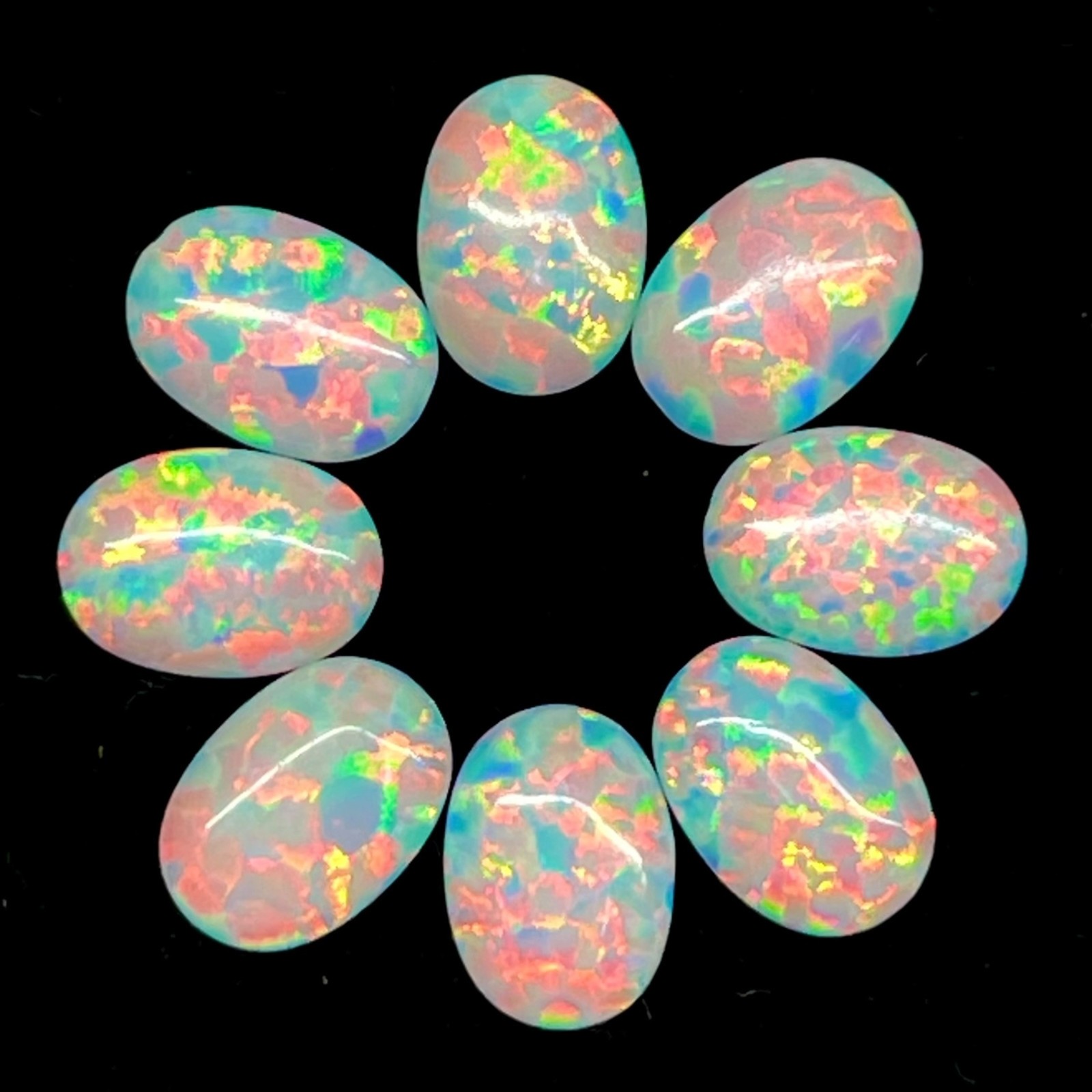 8 Pcs Australian Opal 7x5mm Oval Cabochon AAA Quality Lab Created Gemstone Lot