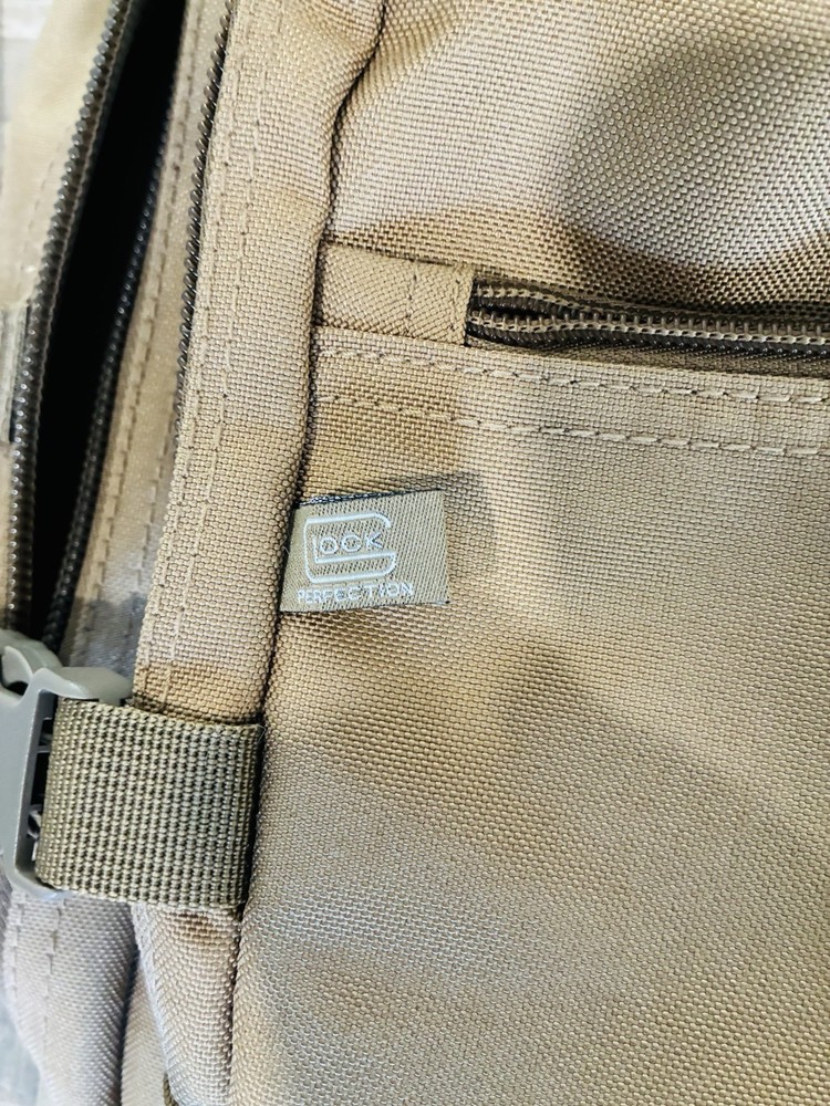 GLOCK Tactical Backpack Brown Nylon Zip Buckle Closure Adjustable Straps