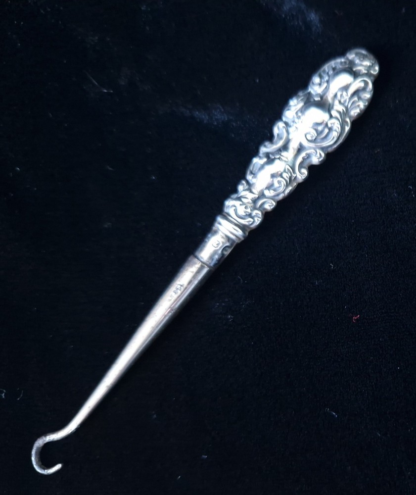 Antique Sterling Silver Button Puller Full Hallmarks Sheffield C1892
