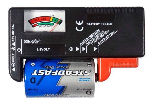 Universal Battery Tester for Testing AAA, AA, C, D, 9V, and Button Cell Batteri