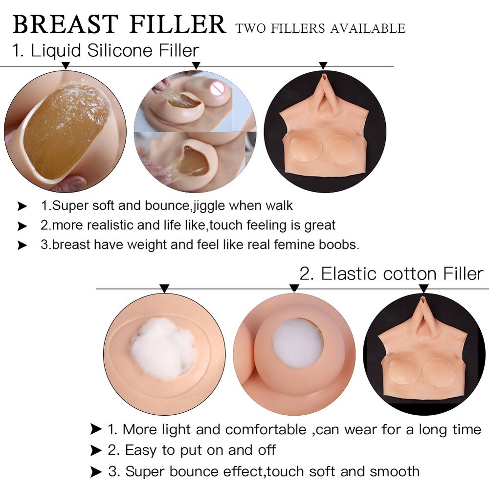 7th Generation Plus Large Size Half Bodysuit Silicone Breast Forms Crossdresser