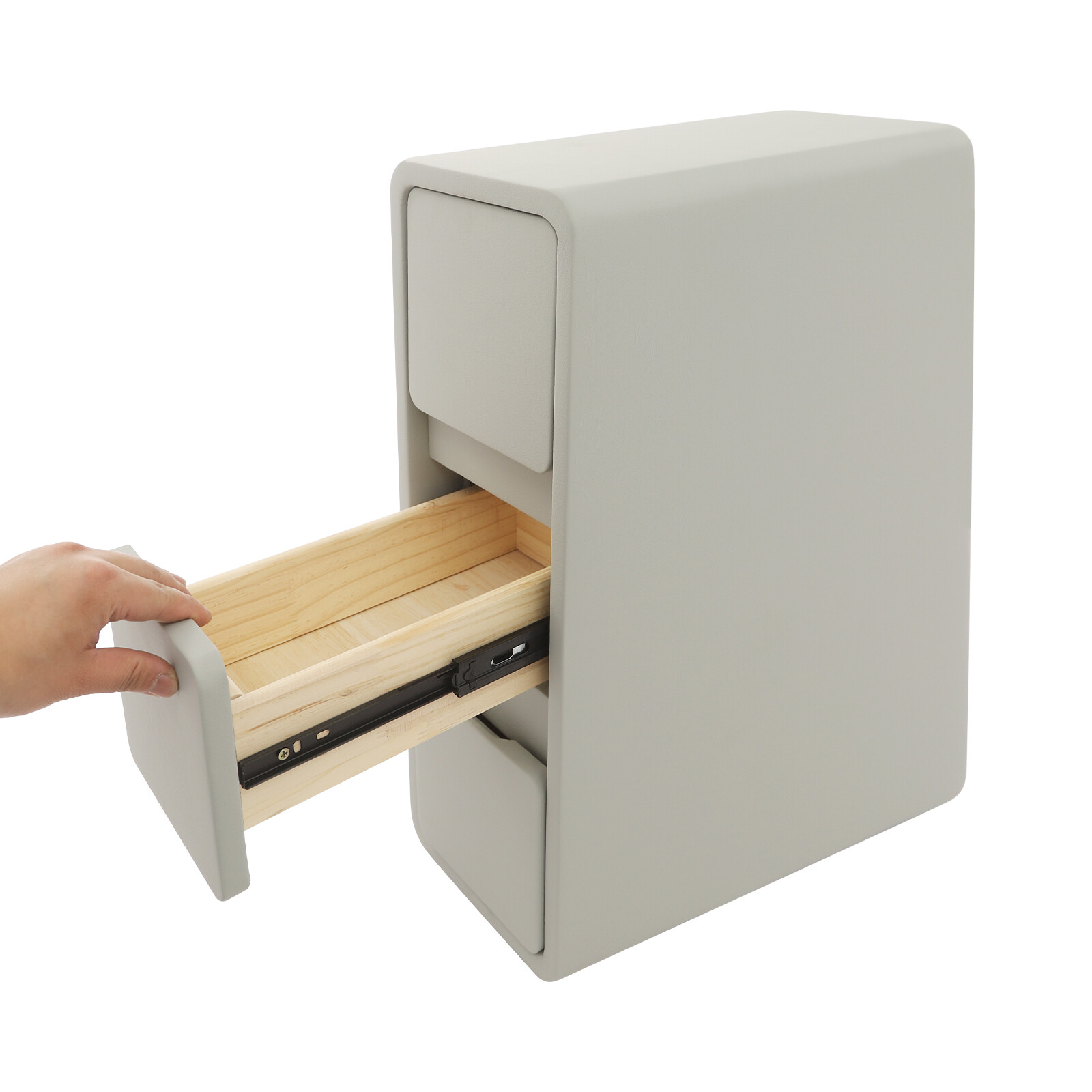 Solid Wood Bedside Table With Drawers, 3 Tiers Small Narrow Nightstand Bedroom