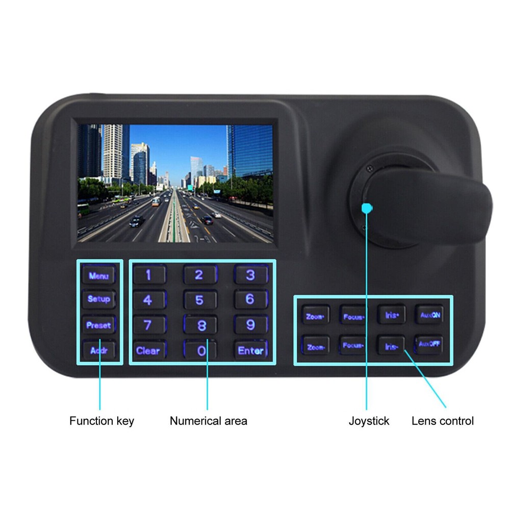 PTZ Camera Controller 5in 3D Joystick Network Camera Control Keyboard 100-240V8L