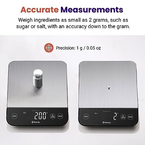 Digital Kitchen Scale for Baking & Cooking, 22lb Capacity, Waterproof, USB Recha