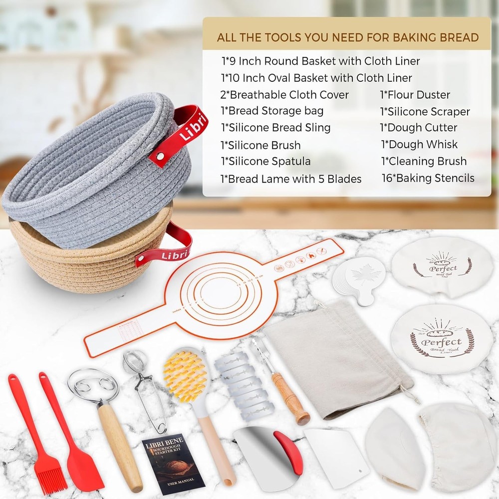 sourdough Bread Baking Supplies,Bread Proofing Basket,Sourdough Proofing Bask...